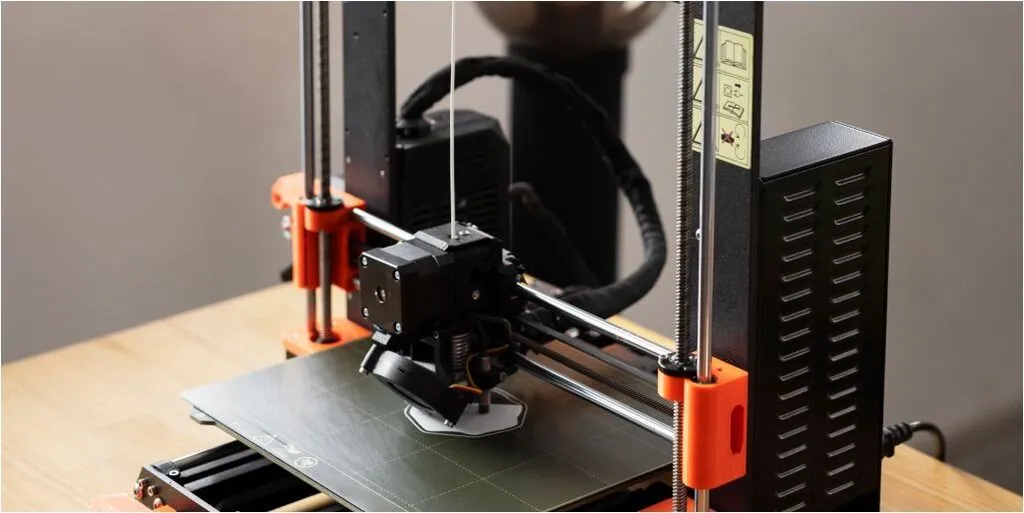 Advanced 3D printing workflow showing a scanned tool profile transformed into a complex, multi-part 3D printed assembly with living hinges and integrated fasteners